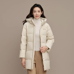 波司登 女士连帽中长款羽绒服