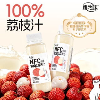 康之味 100%荔枝汁245ml原榨纯果汁无添加100%鲜果蔬汁10瓶整箱 245ml荔枝汁*10瓶