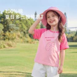 kk树 女童短袖T恤中大童儿童卡通洋气短袖小女孩圆领打底衫童装上衣潮