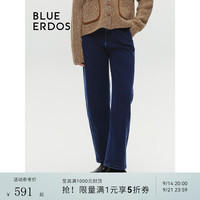 BLUE ERDOS 牛仔裤女秋冬简约休闲水洗做旧牛仔直筒裤B246M3017 午夜蓝 M