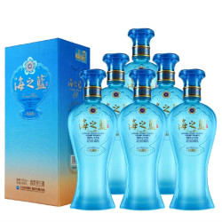 洋河 海之蓝风尚版绵柔型白酒42度480ml*6瓶整箱 含礼袋