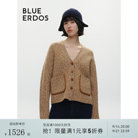 BLUE ERDOS 羊绒衫女100%山羊绒秋冬V领单畦女开衫B246A1011 麦灰 S