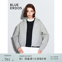 BLUE ERDOS 休闲外套女装秋冬运动风太空棉宽松短款拉链卫衣B246HF005 花灰 S