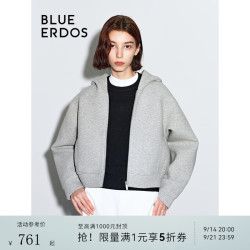 BLUE ERDOS 休闲外套女装秋冬运动风太空棉宽松短款拉链卫衣B246HF005 花灰 S