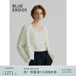 BLUE ERDOS 羊绒衫女100%山羊绒秋冬简约翻花针织开衫B246A1020 白 XS