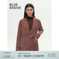 BLUE ERDOS 针织开衫女秋冬V领慵懒感杂色系带长款羊毛针织衫B246A1027 红棕 XS