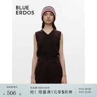 BLUE ERDOS 羊绒衫女100%山羊绒秋冬时髦简约V领针织背心外塔B246A2003 紫棕 M