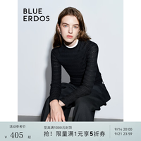 BLUE ERDOS 100%羊毛针织衫女秋冬复古镂空感纯羊毛舒适毛衣套衫 黑 S