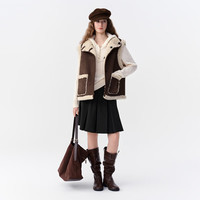 独束 26冬季新款麂皮绒仿皮草羊羔毛立领无袖马甲