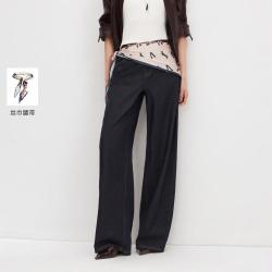 VERO MODA 26秋新品丝巾腰带搭配复古廓形长裤松弛休闲牛仔裤女