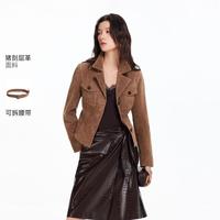 VERO MODA 26秋新品翻领通勤休闲外套百搭简约时髦高级皮衣女