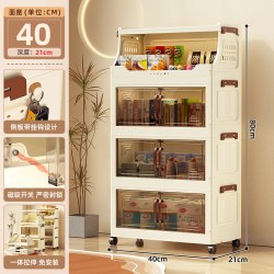 零食收纳置物架客厅落地小推车玩具整理折叠柜子可移动家用储物箱