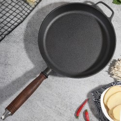 铁仕达 26cm加厚铸铁平底锅无涂层烙饼不粘锅炒菜锅煎蛋锅牛排煎锅