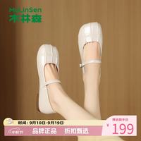 木林森 女鞋法式甜美方头玛丽珍鞋一字带软底浅口单鞋女士低跟休闲单鞋