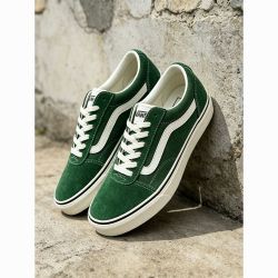 VANS 森系绿色低帮男女同款复古拼色百搭帆布鞋VN0A5HTSDVS