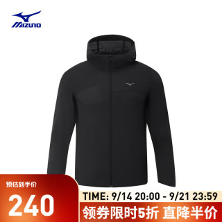 美津浓 RUNNING系列男子梭织运动休闲夹克 09/黑色 2XL