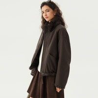 独束 26冬季新品保暖毛绒拼接复古时髦工装羽绒服