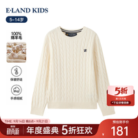 E-LAND KIDS E·LAND KIDS童装男童女童针织衫新品绞花毛衣 Ivory象牙白/39 140