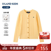 E-LAND KIDS E·LAND KIDS衣恋童装女童针织开衫26年春夏新品绞花毛衣 Yellow黄色/30 150
