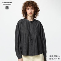 优衣库 女装牛仔衬衫 长袖水洗