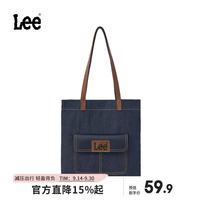 Lee 托特包女大容量2026新款牛仔布单肩包休闲通勤手提包斜挎包 牛仔蓝
