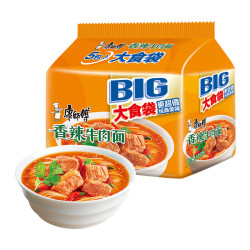 康师傅 Tingyi 康师傅 大食袋 香辣牛肉面 146g*5袋