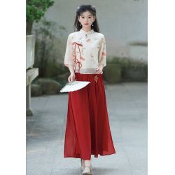 新中式汉服女款2026新款国风改良旗袍上衣半身裙两件套装禅意茶服