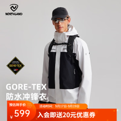 诺诗兰 春夏男士GORE-TEX冲锋衣防水防风单层徒步外套NWJEH5501S 纯黑色/山影灰色 180/XL