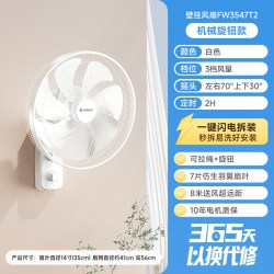 艾美特 电风扇遥控摆头壁扇双拉绳家用挂壁电扇壁挂式风扇官方旗舰