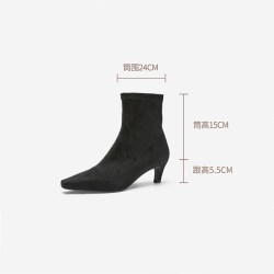 玖熙 奥莱专供Nine West/玖熙2026年冬季高跟弹力靴女小方头通勤短靴女