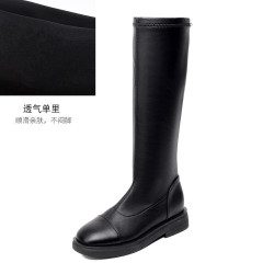 红佳秀 2026新款不掉筒弹力皮靴长筒靴子不过膝高筒小个子女靴显瘦骑士靴