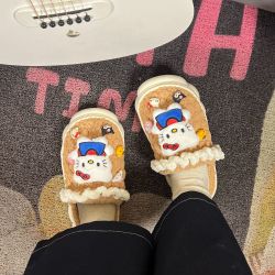 猫咪毛绒拖鞋diy材料包冬季云朵厚底拖鞋新年情人节礼物送女生