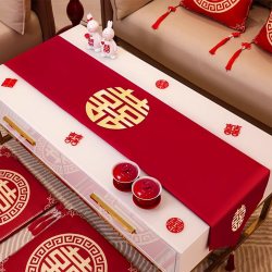 茶几结婚桌布红色桌旗餐桌盖布布置婚房装饰婚礼新房婚庆粉丝福利