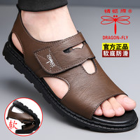 DRAGON-FLY 正品凉鞋男款百搭夏季新款休闲软底沙滩鞋潮流罗马凉皮鞋男