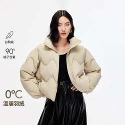 VERO MODA 冬季宽松纯色口袋拉链短款羽绒通勤百搭羽绒服女
