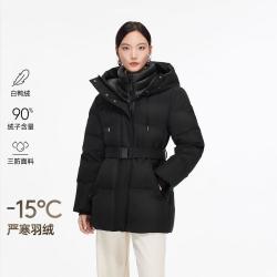 VERO MODA 冬季通勤简约抽绳腰带连帽御寒锁温蓬松羽绒服女