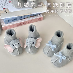 冬季步前鞋子0-12月儿童鞋加绒保暖地板鞋室内鞋婴儿鞋袜初生宝宝