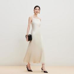 VERO MODA 26夏新品荡领A字长裙气质优雅时髦高级感连衣裙