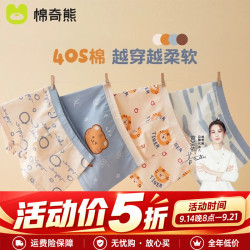 棉奇熊 男童纯棉平角内裤 卡通老虎图案 A类抗菌 120码 4条装