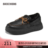 斯凯奇 秋冬女鞋加绒乐福鞋保暖舒适厚底169030 全黑色/BBK 38