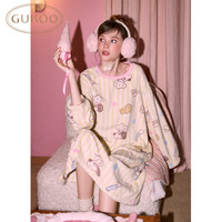 GUKOO/果壳 轰轰小狗毛绒保暖 奶酪黄 S 女士家居服睡裙