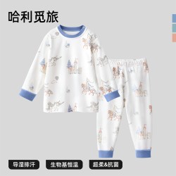 贝肽斯 儿童秋衣秋裤套装宝宝打底睡衣导湿款男女童秋冬季保暖内衣