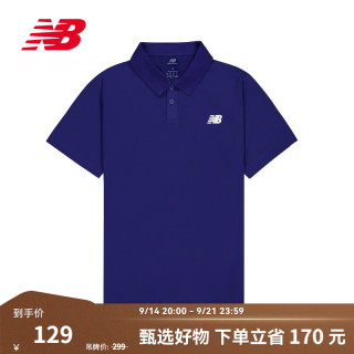 new balance NB官方26新款秋季男款潮流百搭透气舒适翻领POLO短袖T恤 牡蛎蓝 MT51519 XL