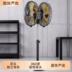 林边 双头风扇360度旋转摇头强力电风扇工业商务扇落地双面变频