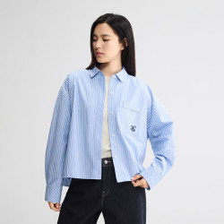 Lee 26秋冬新品舒适版翻领条纹设计海军蓝女长袖衬衫休闲潮LWT009917