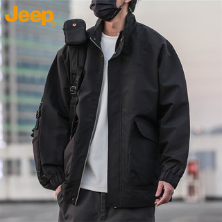 Jeep吉普 立领宽松夹克 黑色 3XL 男士外套