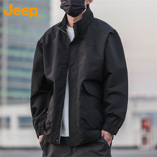 Jeep吉普 立领宽松夹克 黑色 3XL 男士外套