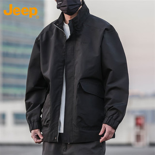 Jeep吉普 立领宽松夹克 黑色 3XL 男士外套