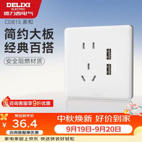德力西 开关插座面板 CD815系列 二位USB五孔插座 QSE86ZS2U