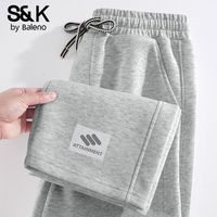班尼路 S&K系列休闲裤男款秋季宽松直筒裤男士灰色卫裤运动裤子